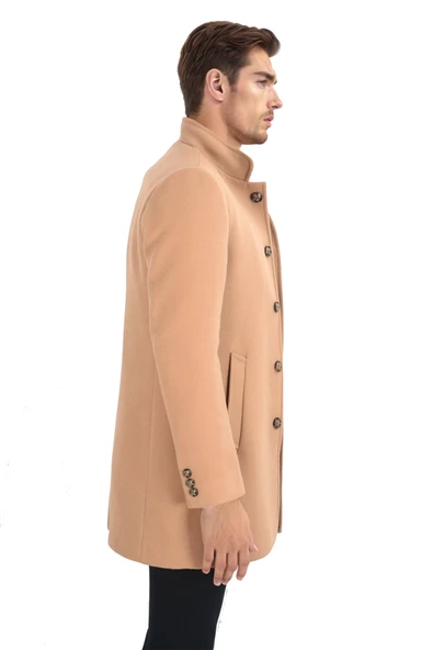 Cengiz İnler Dik Yaka Uzun Erkek Kaşe Kaban - 10