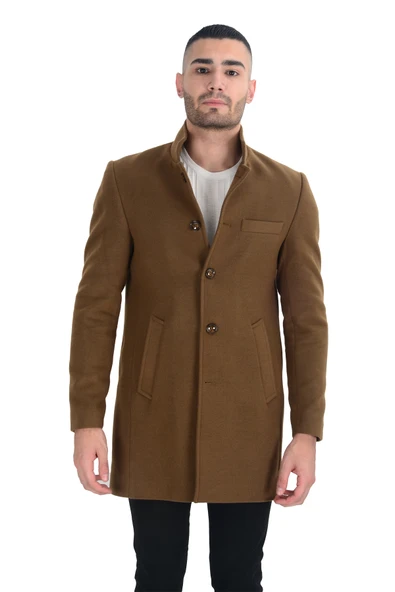 Cengiz İnler Dik Yaka Uzun Erkek Kaşe Kaban - 3