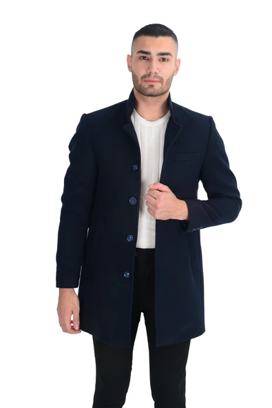 Cengiz İnler Dik Yaka Uzun Erkek Kaşe Kaban - 6