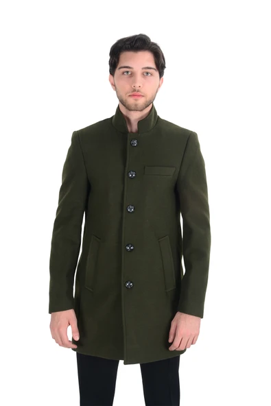 Cengiz İnler Dik Yaka Uzun Erkek Kaşe Kaban - 2