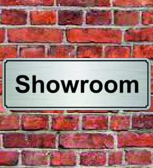 Hediyelikevi Gümüş Renk 10x20 cm Showroom Yazılı Metal Yönlendirme Levhası - 1