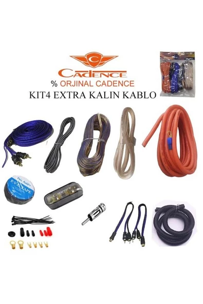 Kit 4 Ga Oto Amfi Tesisat Kablo Montaj Set Extra Kalın