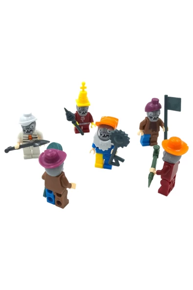 Hayal Gücünü Canlandıran 6'lı Lego Uyumlu Plants vs Zombies Figürleri 5cm. ve Aksesuarları - 3