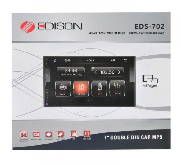 Garaj Dünyası Edison EDS-702 7 Inch Double Teyp USB Mirror Link MP5 Bluetooth AUX