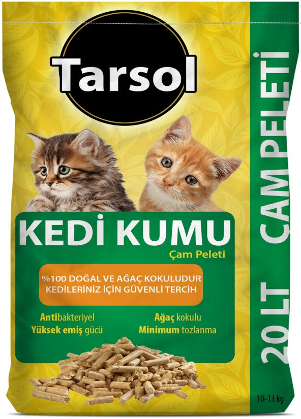 TARSOL KEDİ KUMU ÇAM PELETİ 20 LT EKONOMİK BOY 100 DOĞAL