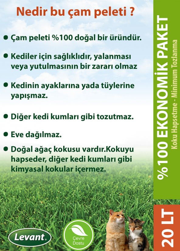 KEDİ KUMU ÇAM PELET EKONOMİK PAKET 100 ORGANİK AĞAÇ KOKULU 15 LT - 2