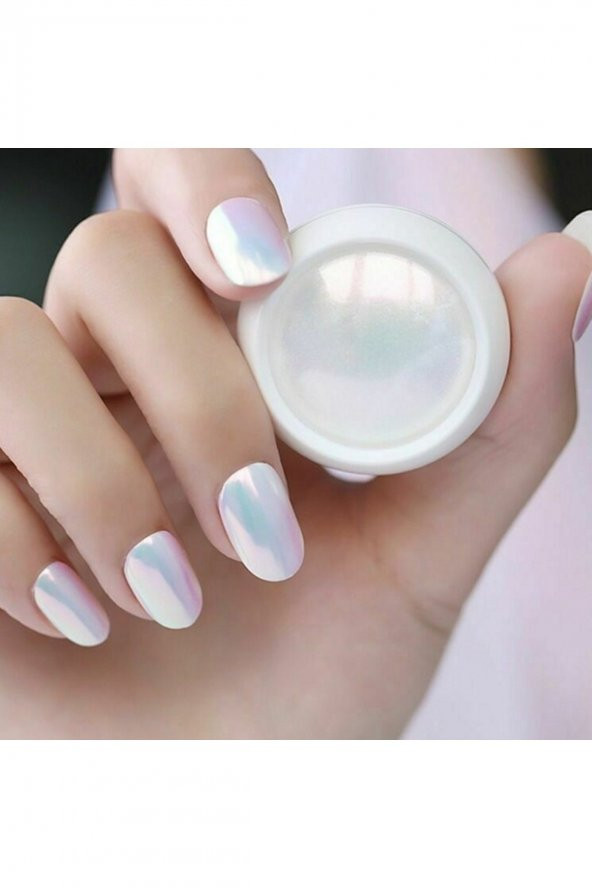 İnci Tozu Protez Tırnak Nail Art Beyaz Ayna Inci Tozu Oje Desen - 2