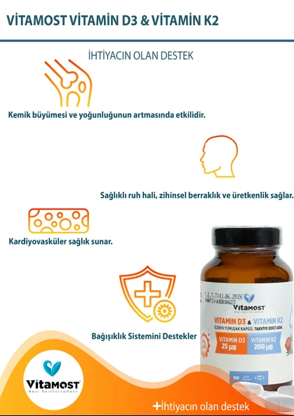 Vitamin D3k2 Vitamin D3 K2 90 Softgel 500 Mg - 3