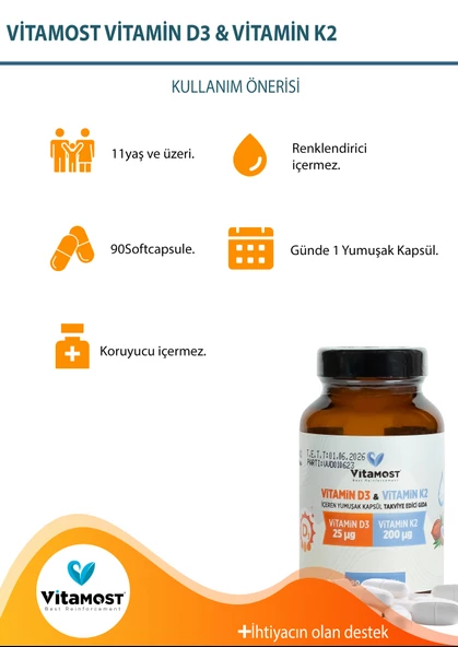 Vitamin D3k2 Vitamin D3 K2 90 Softgel 500 Mg - 4