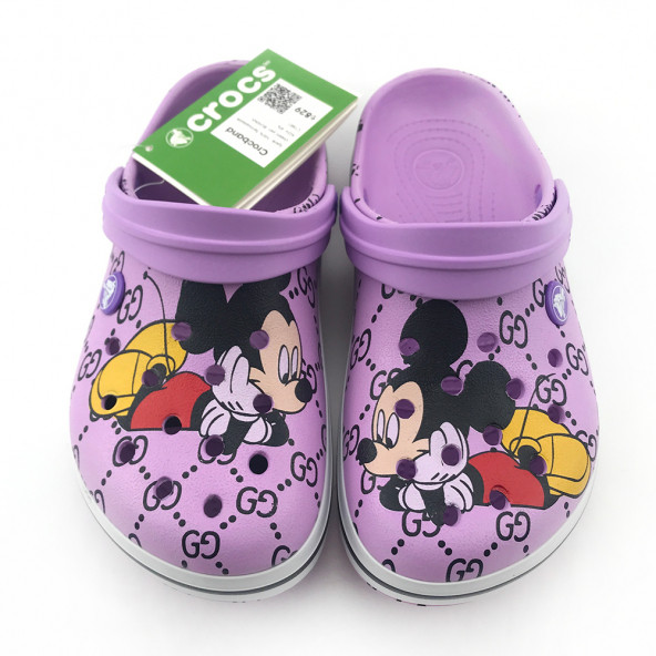 Crocs Crocband Mickey Mouse Basklı Mor Terlik