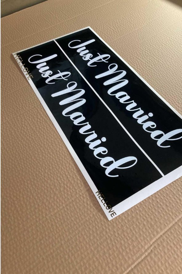 Gelin Arabası Plakalık Just Married Yazılı Siyah Üzeri Beyaz Yazı Kendinden Yapışkanlı - 4