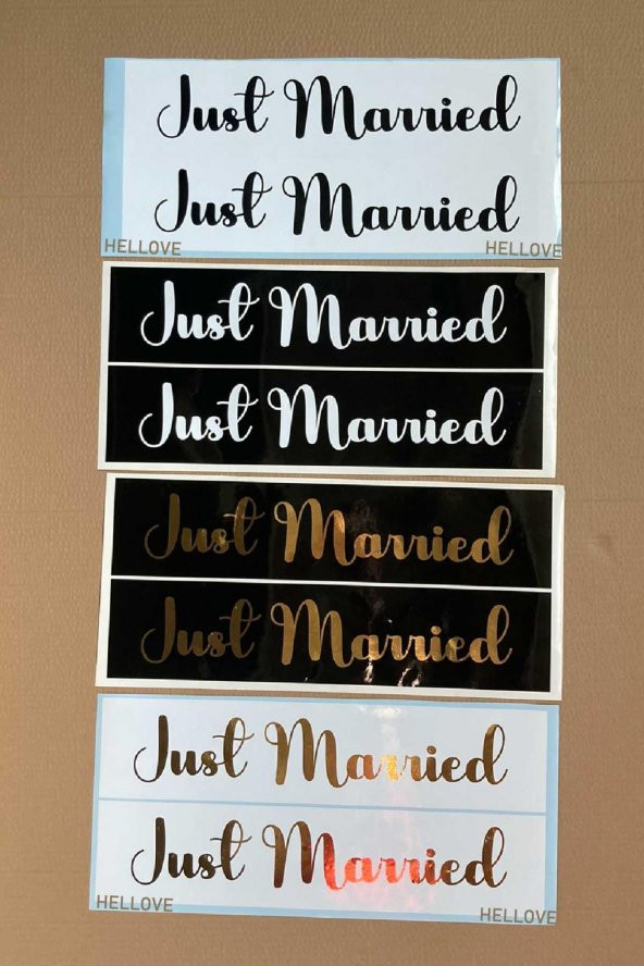Gelin Arabası Plakalık Just Married Yazılı Siyah Üzeri Beyaz Yazı Kendinden Yapışkanlı - 5