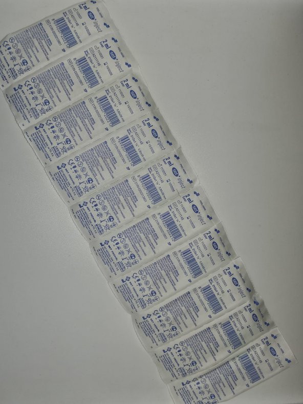 ENJEKTÖR SET İNJECT 2ml 2p Enjektör Şırınga 50 Adet 21g İğneli 21IN - 3