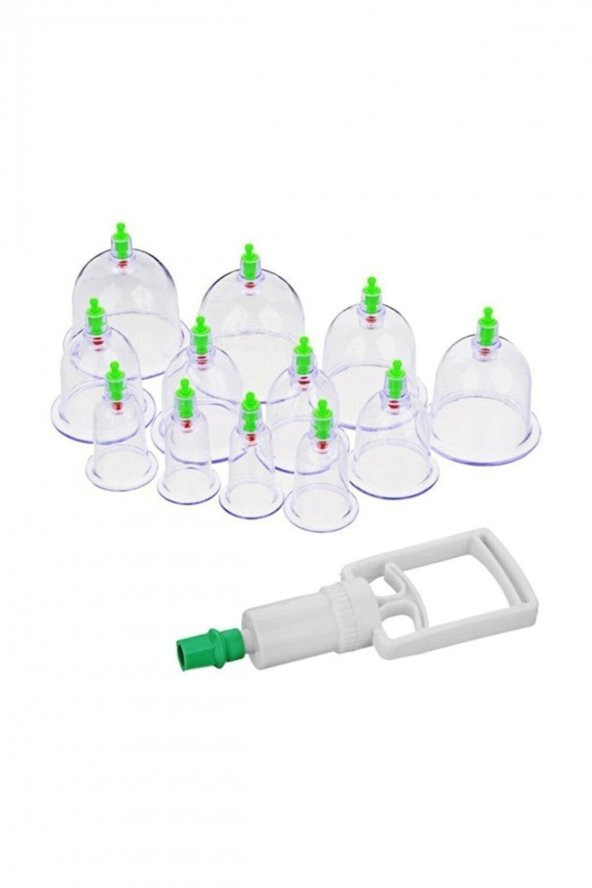 12li Kupa Vakumlu Çekme Masaj Aleti Hacamat Masaj Pompası Hacamat Kupası Masaj Seti - Resim 2