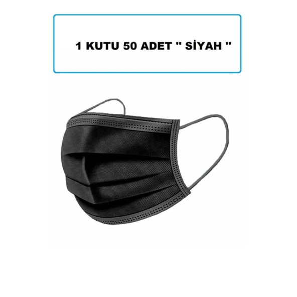Cerrahi Maske Siyah Filtreli, 3 Katlı  ipli (1 KUTU/50 ADET)