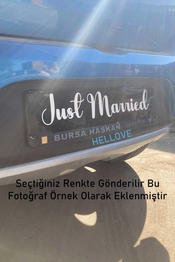 Gelin Arabası Plakalık Just Married Yazılı Siyah Üzeri Gold Yazı Kendinden Yapışkanlı - 6