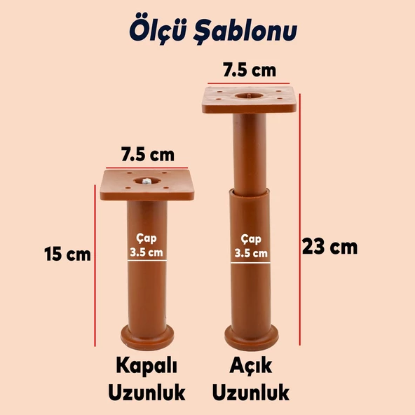 Aspen 6'lı Set Mobilya Tv Ünitesi Koltuk Kanepe Konsol Destek Ayağı Ayakları 20 Cm Koyu Ceviz - Resim 4