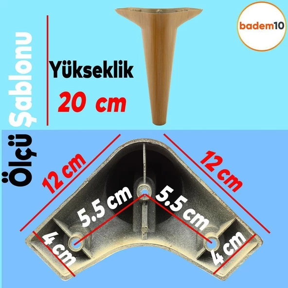 Aspen 6'lı Set Mobilya Tv Ünitesi Koltuk Kanepe Konsol Destek Ayağı Ayakları 20 Cm Koyu Ceviz - Resim 3