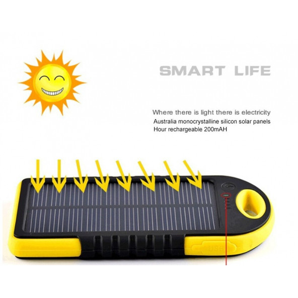 Güneş Enerjili Solar Panelli Powerbank 20000Mah Kamp Tipi Taşınabilir Şarj Aleti - 2