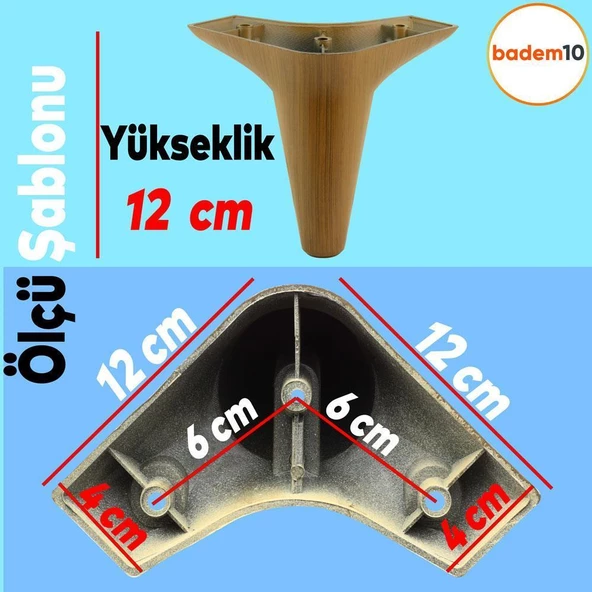 6'lı Set Mobilya Tv Ünitesi Çekyat Koltuk Kanepe Destek Ayağı 12 Cm Koyu Ceviz Baza Ayakları M8 - 2