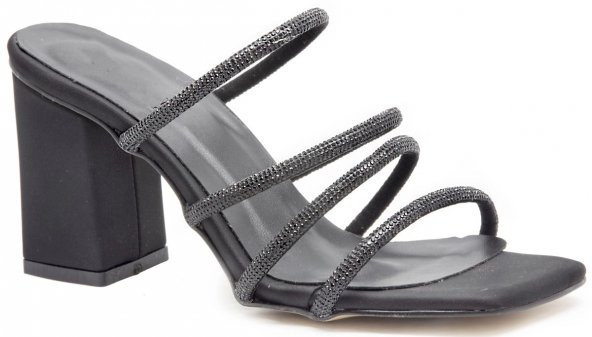 LİDER PRK 2023 Siyah Saten Kadın Topuklu Ayakkabı