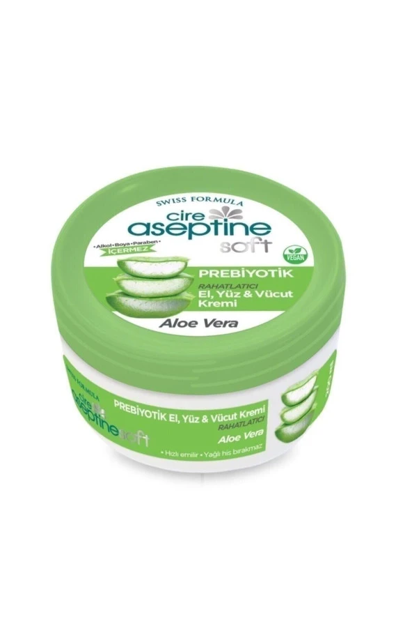 CIRE ASEPTINE Cire Aceptine Soft prebiyotik Aloe Vera el, Yüz Ve Vücut Kremi 200 ml