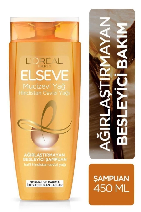 ELSEVE L'oréal Paris Mucizevi Hindistan Cevizi Yağı Ağırlaştırmayan Besleyici Şampuan 450 ml