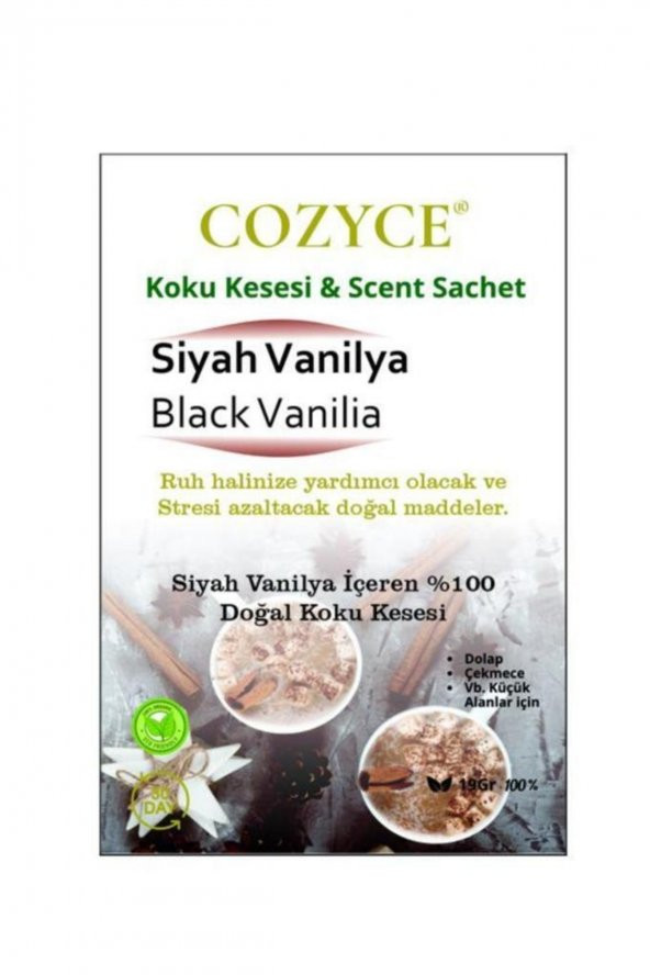 Cozyce Dolap Ve Çekmece Kokusu Koku Kesesi Siyah Vanilya 19 Gr.