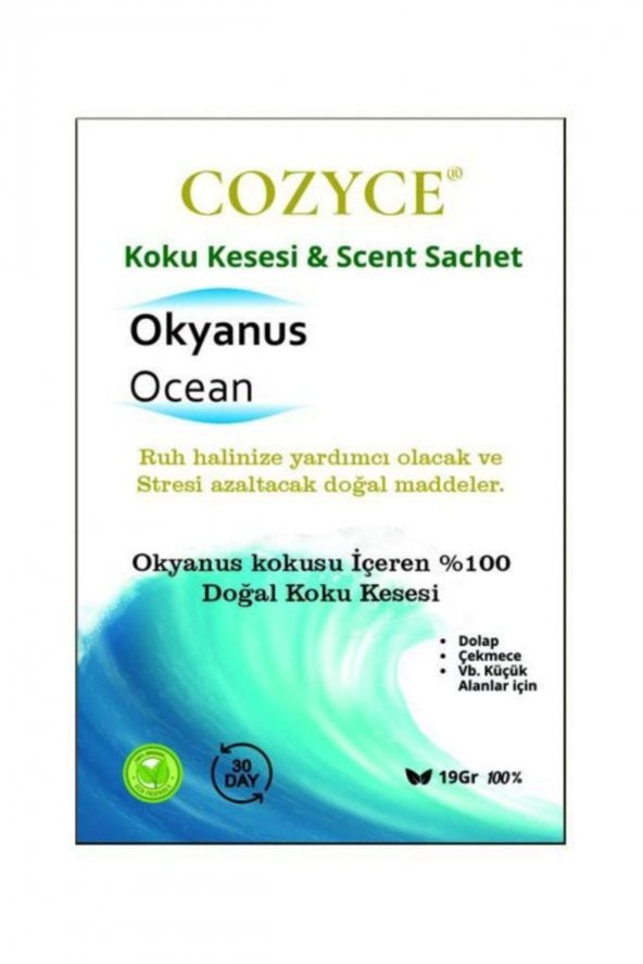 Cozyce Dolap Ve Çekmece Kokusu Koku Kesesi Okyanus 19 Gr.