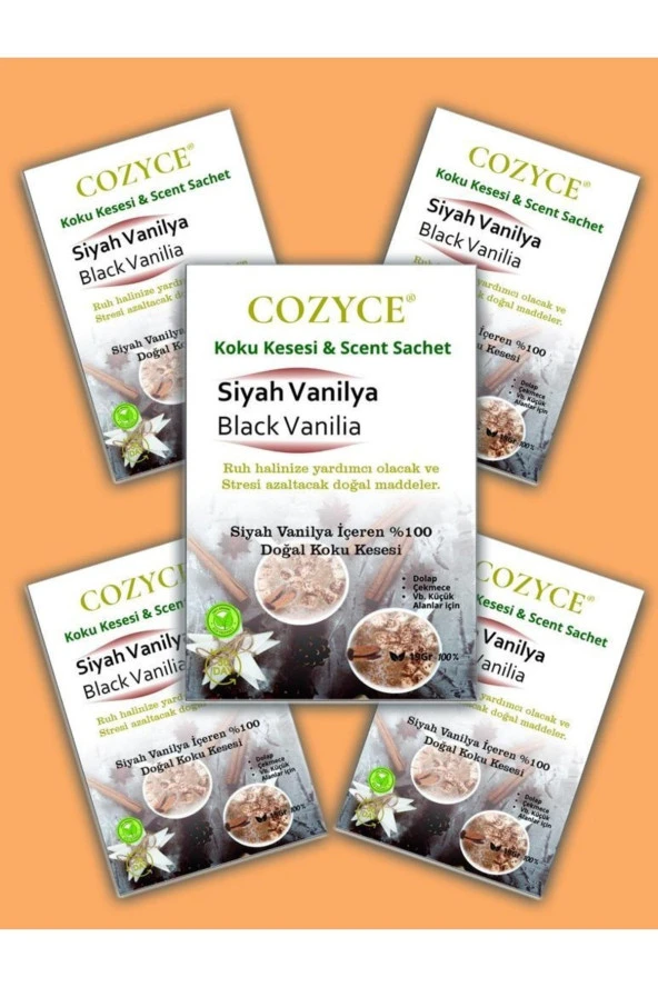 Cozyce Dolap Ve Çekmece Kokusu Koku Kesesi Siyah Vanilya 5'li Paket