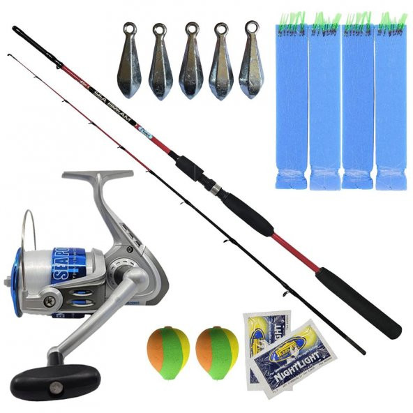 Balıkçı Tekne Seti Kendo Sea Power 7000 Olta Makinesi-Kendo Sea Bream 1.65m up to 150gr 2 Parça Olta Kamışı-2 Fosfor-2 Şamandıra-5x 50gr Kurşun-4 Çapari