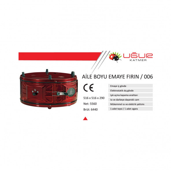Uğur 006 Aile Boyu Yuvarlak Tek Tepsili Emaye Davul Fırın Uğur - 3