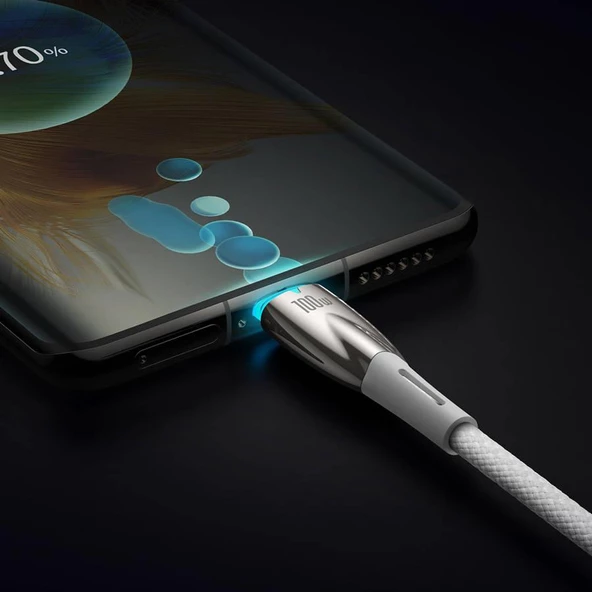 Baseus Süper Hızlı 100W 2 Metre Type C To Type Şarj ve Data Kablosu, Kopmaz Halat Kablo 480 Mb Hızlı - 7