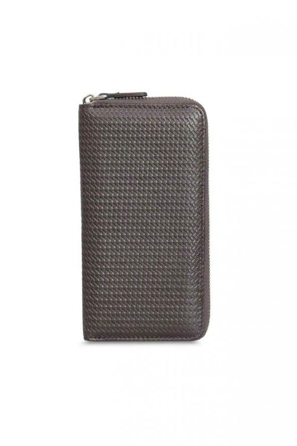 Guard Lazer Baskılı Kahverengi Fermuarlı Hakiki Deri Portföy Cüzdan Erkek / Kadın P3016 ürün görseli