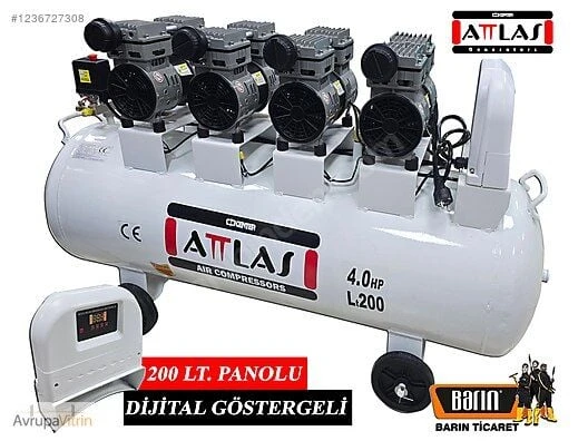 Attlas 200 Lt Sessiz Kompresör 4 Hp (Dijital Panolu) - 2