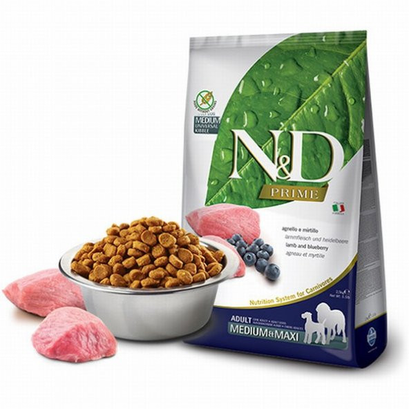 N&D Prime Tahılsız Kuzulu Yaban Mersinli Yetişkin Köpek Maması 12 Kg