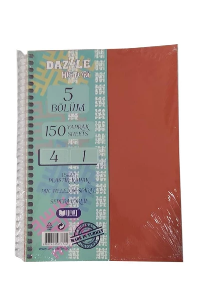 Orta Boy 4+1 Ayraçlı Defter 5 Konulu 150 Yaprak 1 Adet 4 Kareli 1 Çizgili Spralli Plastik Kapak Seperatörlü 18x25 cm - 2