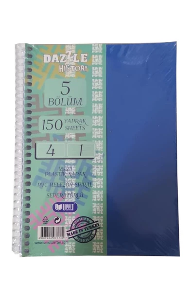 Orta Boy 4+1 Ayraçlı Defter 5 Konulu 150 Yaprak 1 Adet 4 Kareli 1 Çizgili Spralli Plastik Kapak Seperatörlü 18x25 cm - 7