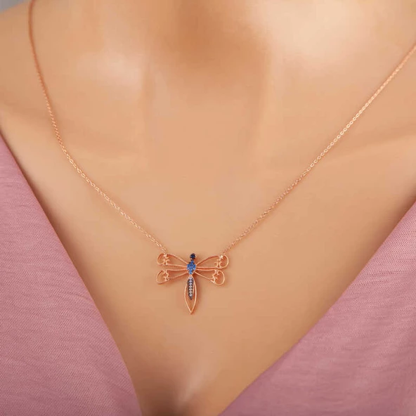 925 Ayar Gümüş Rose Yusufçuk Kadın Gümüş Kolye ürün görseli 1