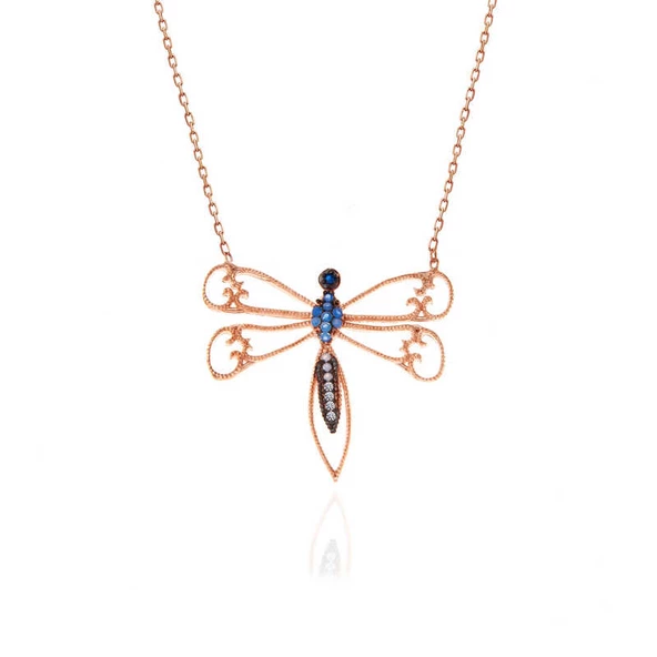 925 Ayar Gümüş Rose Yusufçuk Kadın Gümüş Kolye - Resim 3