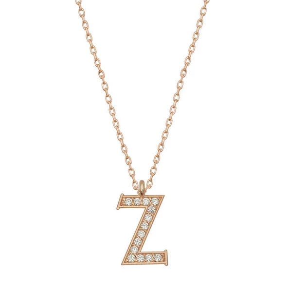 925 Ayar Gümüş Rose Z Harfi Kadın Gümüş Kolye ürün görseli 1