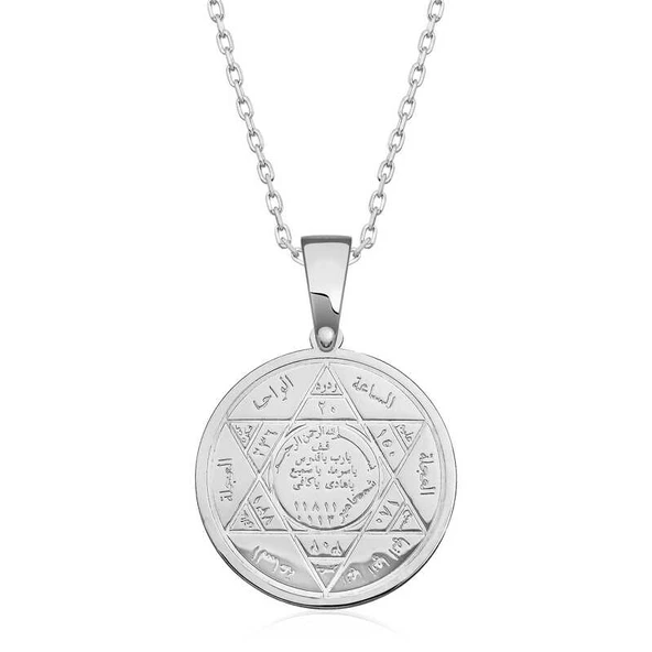 925 Ayar Gümüş Süleyman Mührü Gümüş Kolye ürün görseli 1