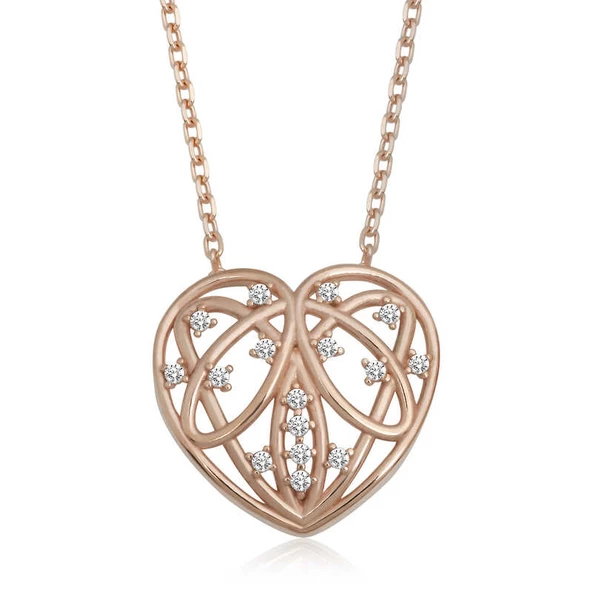 925 Ayar Gümüş Bombeli Kalp Kadın Gümüş Kolye ürün görseli 1