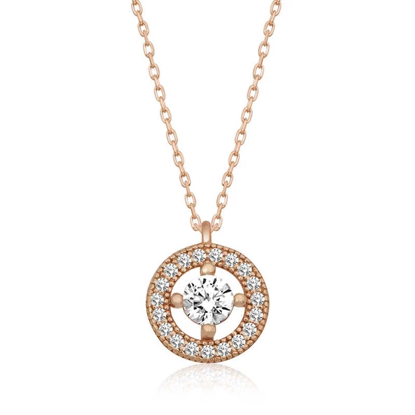 925 Ayar Gümüş Minimal Yuvarlak Tektaş Bayan Gümüş Kolye ürün görseli 1