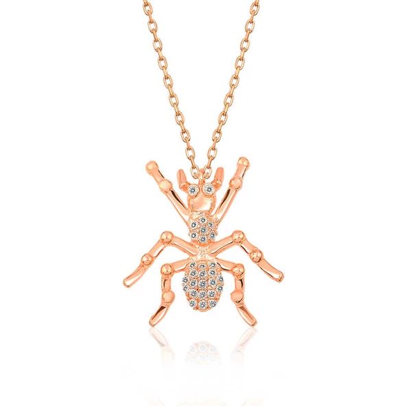 925 Ayar Gümüş Rose Örümcek Kadın Gümüş Kolye ürün görseli 1