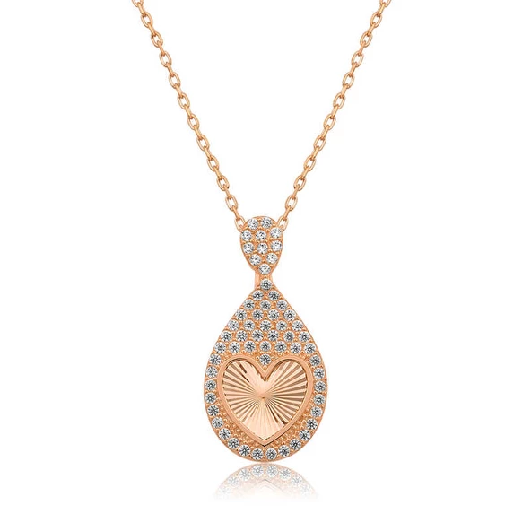 925 Ayar Gümüş Damla Kalp Kadın Gümüş Kolye ürün görseli 1