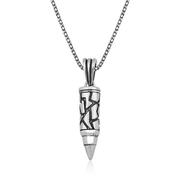 925 Ayar Gümüş Kurşun Erkek Gümüş Kolye ürün görseli 1