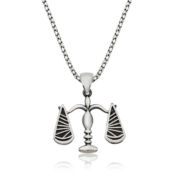 925 Ayar Gümüş Adalet Terazisi Kadın Gümüş Kolye ürün görseli 1