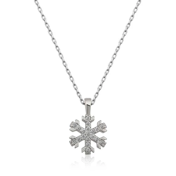 925 Ayar Gümüş Kar Tanesi Kadın Gümüş Kolye ürün görseli 1
