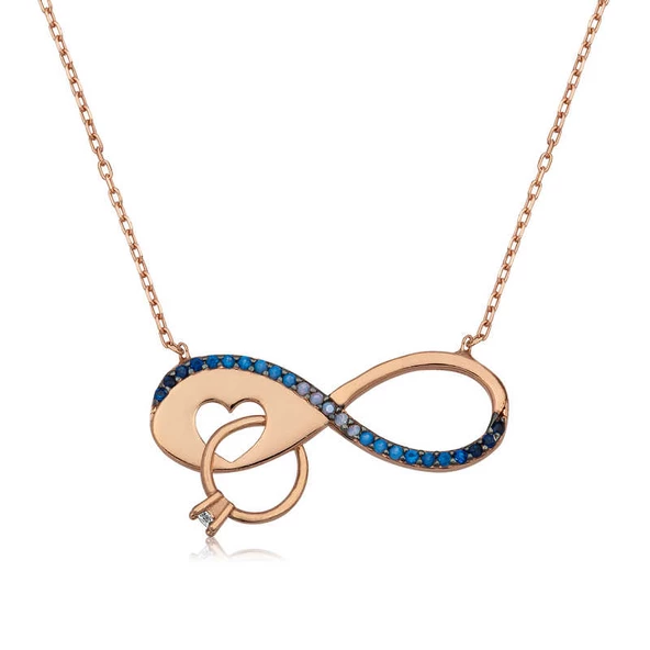 925 Ayar Gümüş Sonsuzluk Tek Taş Kadın Gümüş Kolye ürün görseli 1